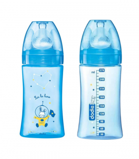 Dodie Biberon moyen Initiation+ 270 ml 0-6 mois - Bleu cosmonaute