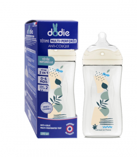 Dodie  Biberon à tétine multi-perforée débit 2 anti-colique 270 ml bleu