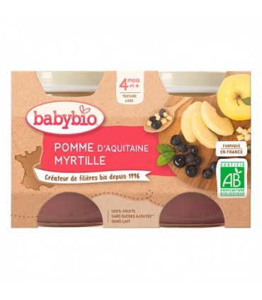 BABYBIO PETIT POT POMME MYRTILLE 2*130G