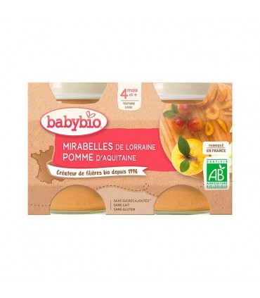 BABYBIO POT MIRABELLE POMME 2*130G