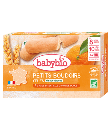 BABYBIO Petits Boudoirs à l'huile Essentielle d'orange Douce 120G