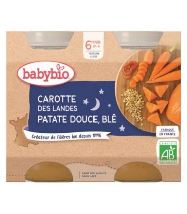 BABYBIO BONNE NUIT CAROTTE PATATE DOUCE & BLE 2*200G