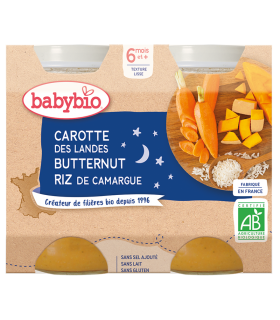 BABYBIO POT BONNE NUIT CAROTTE COURGE BUTTERNUT RIZ 2*200G
