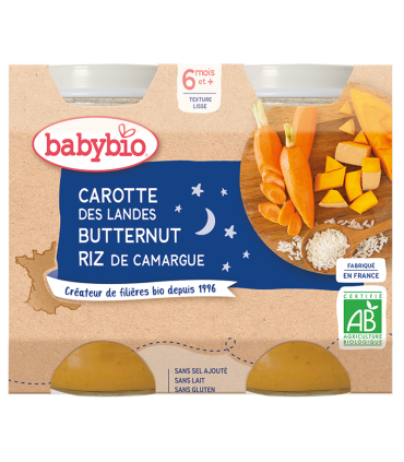 BABYBIO POT BONNE NUIT CAROTTE COURGE BUTTERNUT RIZ 2*200G
