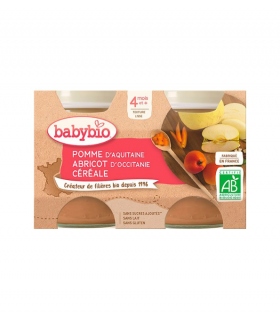 BABYBIO PETIT POT POMME ABRICOT CEREALES 2 x 130G