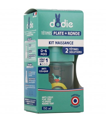 DODIE SENSATION+  CACHE CACHE 0-6M 150ML TETINE PLATE + TETINE RONDE D1