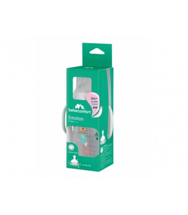 BEBE CONFORT BIBERON EMOTION AVEC POIGNEES FUNNY FRIENDS 270ML 6 MOIS +