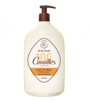 CAVAILLES GEL BAIN ET DOUCHE LAIT ET MIEL PEAUX SENSIBLES 1L