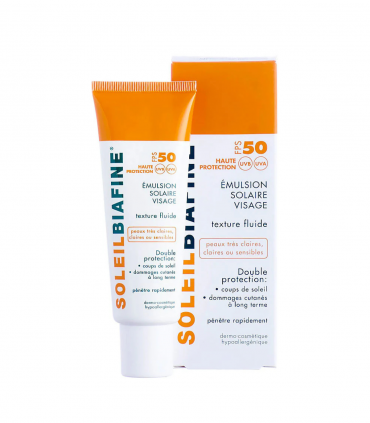 BIAFINE EMULSION SOLAIRE VISAGE FPS 50+ TEXTURE FLUIDE PEAUX TRES CLAIRES OU SENSIBLES