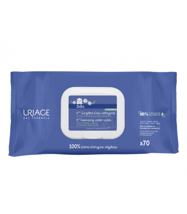 URIAGE BEBE 1ERES LINGETTES D'EAU NETTOYANTES 70 UNITES