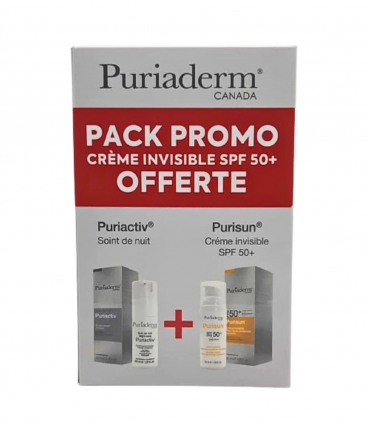 PURIADERM Pack Puriactiv Soin Nuit + Purisun Ecran Invisible spf50+
