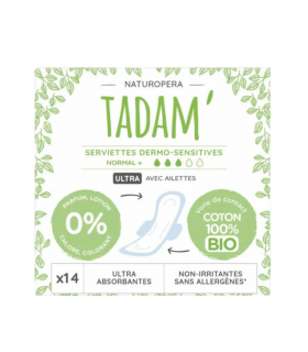TADAM Serviette Ultra Coton Bio Normal+ 14un