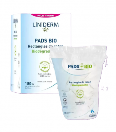 GILBERT PACK PADS BIO 180 RECTANGLES DE COTON 8X10CM
