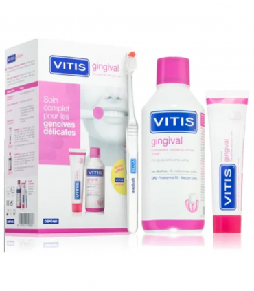 Vitis Gingival Dentifrice 75ml + Bain de Bouche 500ml + Brosse à Dent