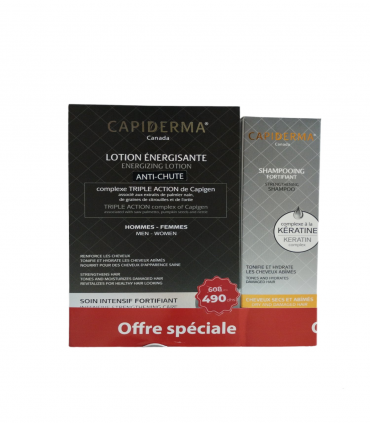 CAPIDERMA PACK LOTION ENERGISANTE + SHAMPOOING FORTIFIANT 200ML