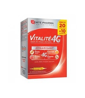 VITALITÉ 4 G DYNAMISANT 30 AMPOULES FORMAT ÉCO (20 + 10 OFFERTES)