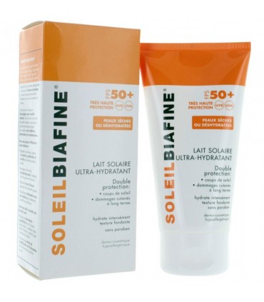 SOLEIL BIAFINE LAIT SOLAIRE ULTRA-HYDRATANT FPS 50+ PEAUX SÈCHES ET DÉSHYDRATÉS