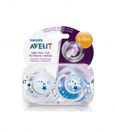 2 SUCETTES DE NUIT - SILICONE 6-18 MOIS LOT DE 2