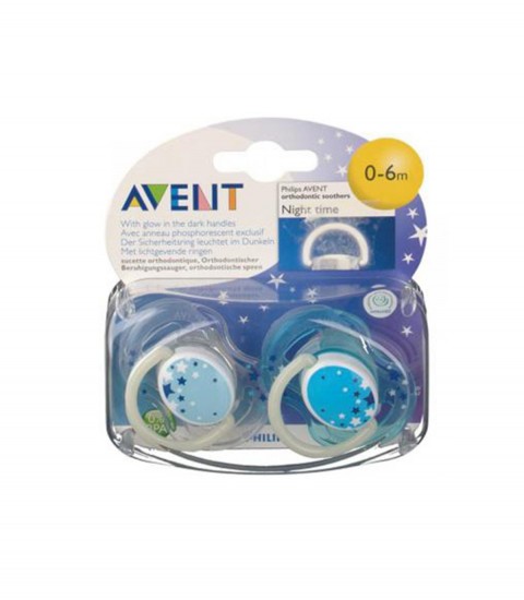 Avent Sucette Silicone Nuit 6 - 18 Mois 2 Sucettes - Pharmacie