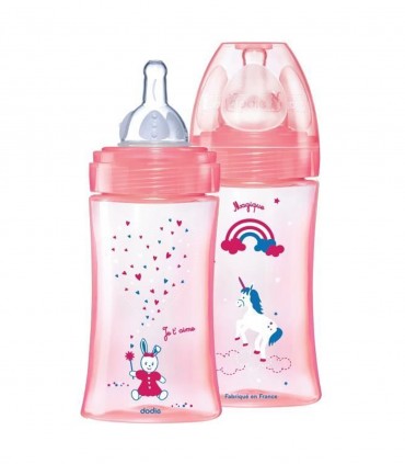 DODIE BIBERON INITIATION+ ROSE LICORNE 270ML  0-6 MOIS