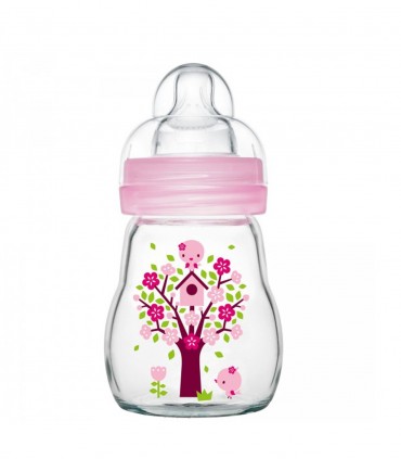 BIBERON EN VERRE FEEL GOOD 1ER AGE ROSE 170ML