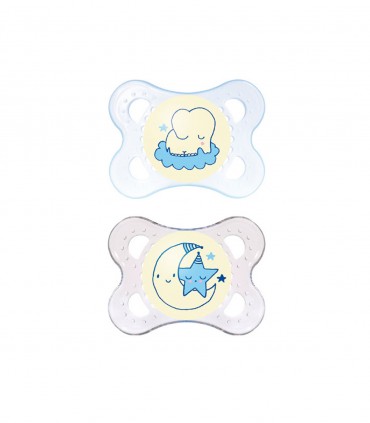 SUCETTE NIGHT 0-6 MOIS SILICONE BLEU