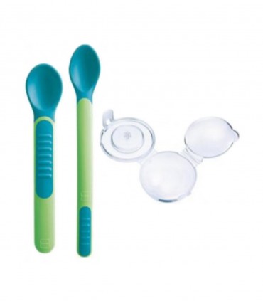 2 CUILLÈRES THERMO SENSIBLES + ÉTUI COULEUR VERTE 6+ MOIS