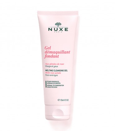 GEL DÉMAQUILLANT FONDANT AUX PÉTALES DE ROSE 125ML VISAGE ET YEUX PEAUX SENSIBLES, NORMALES À MIXTES