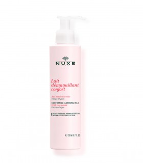 LAIT DÉMAQUILLANT AUX PÉTALES DE ROSE 200ML VISAGE, YEUX ET LÈVRES, PEAUX SENSIBLES, NORMALES À SÈCHES