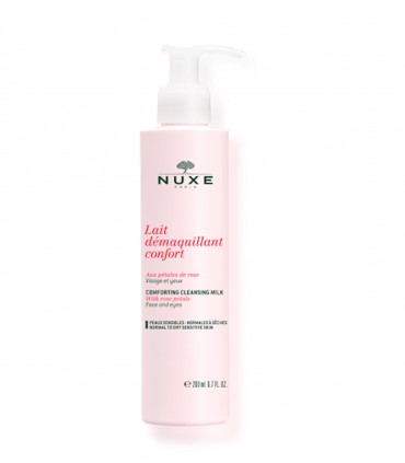 LAIT DÉMAQUILLANT AUX PÉTALES DE ROSE 200ML VISAGE, YEUX ET LÈVRES, PEAUX SENSIBLES, NORMALES À SÈCHES