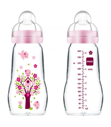 BIBERON EN VERRE ROSE FEEL GOOD 260 ML