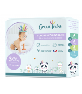 Couches écologiques hypoallergéniques  pour bébé Taille 3 " 4 à 9 Kg"
