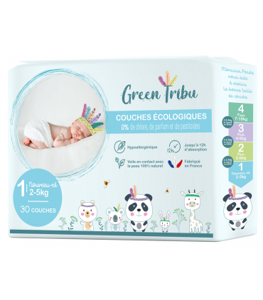 Couches écologiques hypoallergéniques pour bébé Taille 1 " 2 à 5 Kg"