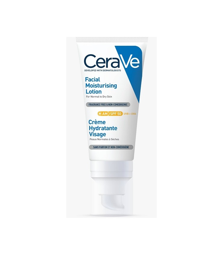 CERAVE CRÈME HYDRATANTE VISAGE PEAUX NORMALES A SECHES SPF50 52ML s...
